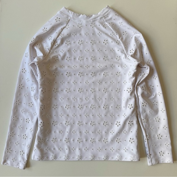 Minnow Girls White Eyelet Long-Sleeve Rashguard - Size 9/10 - Picture 5 of 11